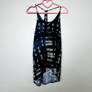 Chaser NWT Scoop Neck Tie Dye Viole Hi-Lo T-Back Henley Tank Top Indigo Medium